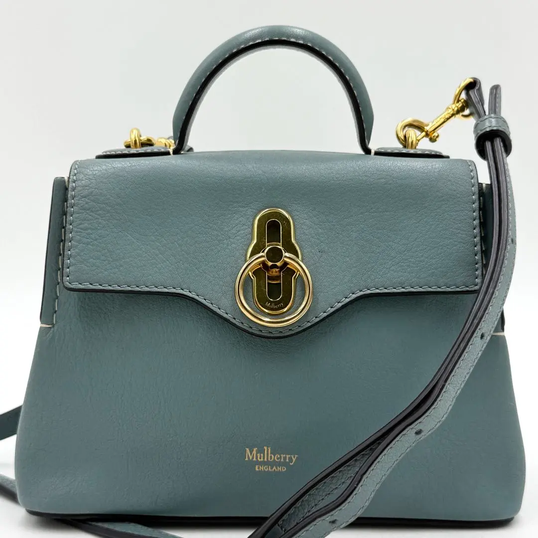 Mulberry ミニシートン ショルダーバッグネイビー 未使用級✨マルベリー シートン レザー 2WAY ショルダーバッグ