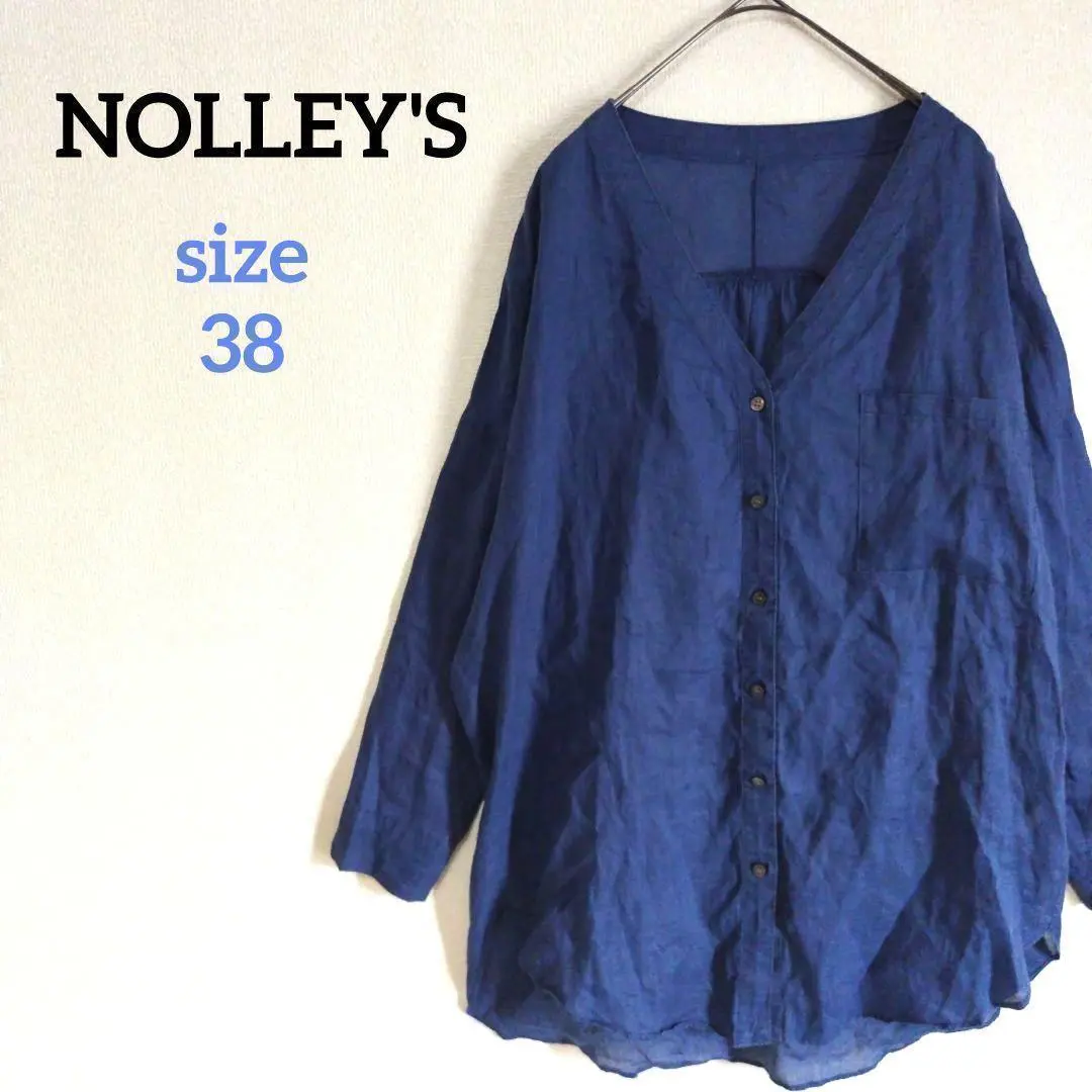 Thumbnail of NOLLEY'S 100% Ramie Shirt, Collarless, Linen, Hemp, Navy, Sheer