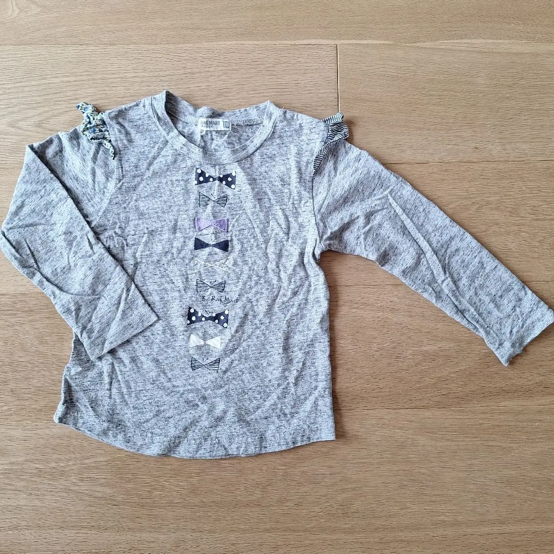 Thumbnail of ※Price reduced※ RAG MART Ribbon Pattern T-shirt 110 Frills Long Sleeve Gray