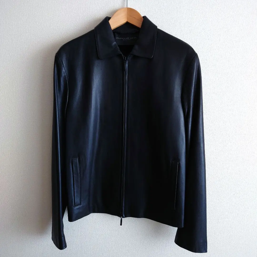希少♡ダナキャランニューヨーク シングルライダースジャケット ラムレザー 2025年最新】Donna Karan New York メンズ レザージャケット