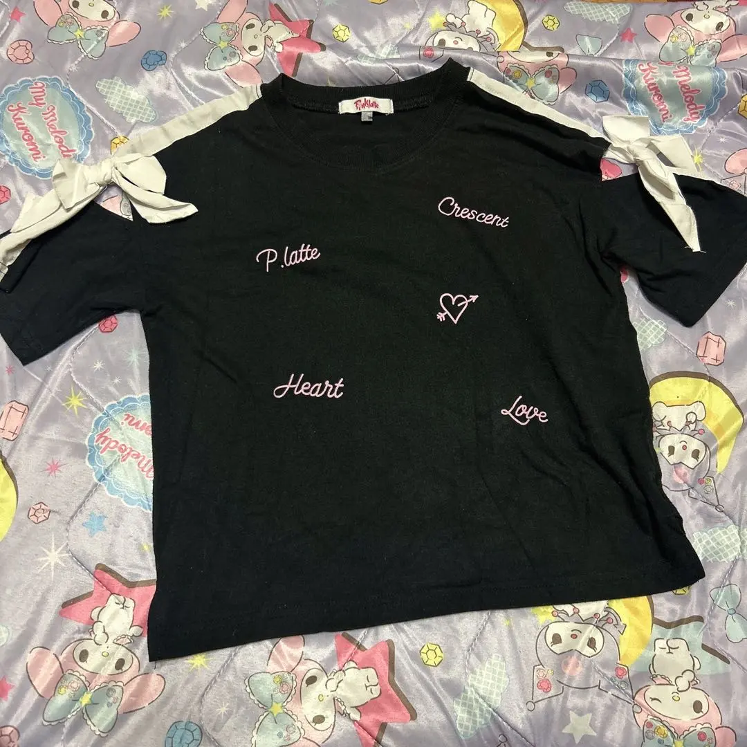 Thumbnail of PINK-latte Pink Latte Ribbon Shoulder-Baring T-shirt