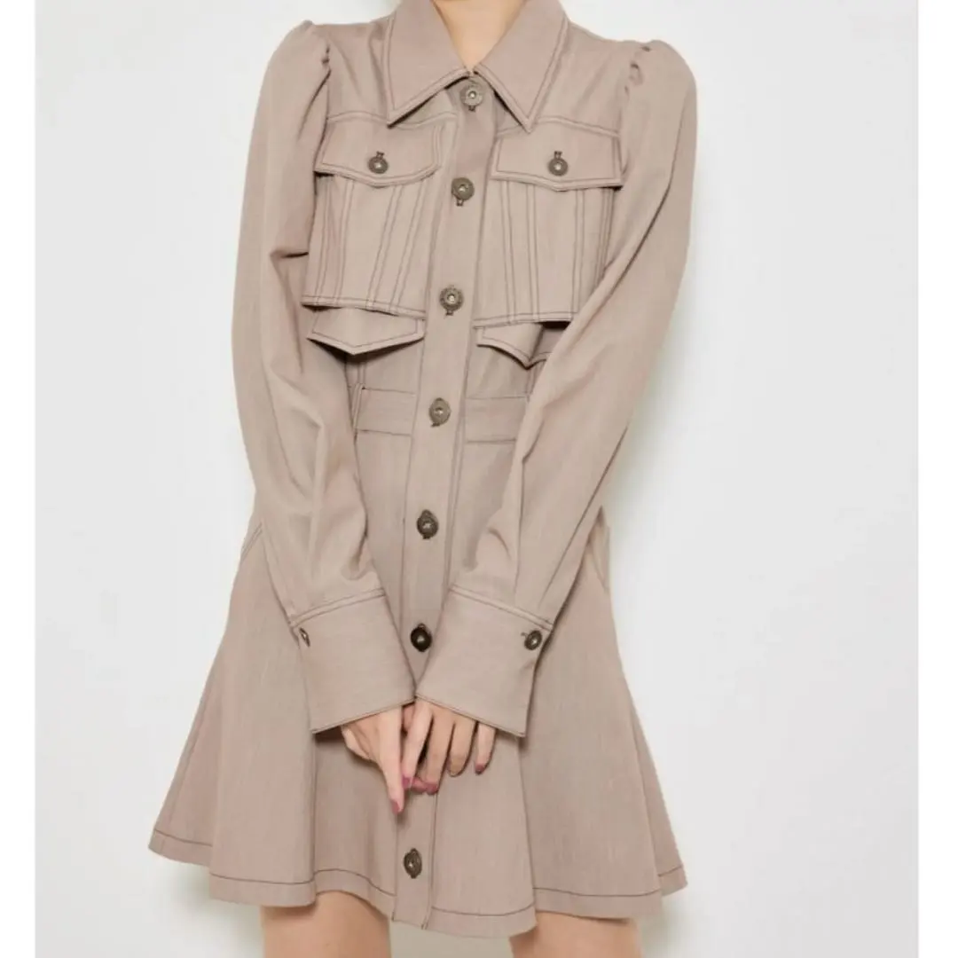 Thumbnail of rienda Cropped Layered Mermaid Dress, Beige