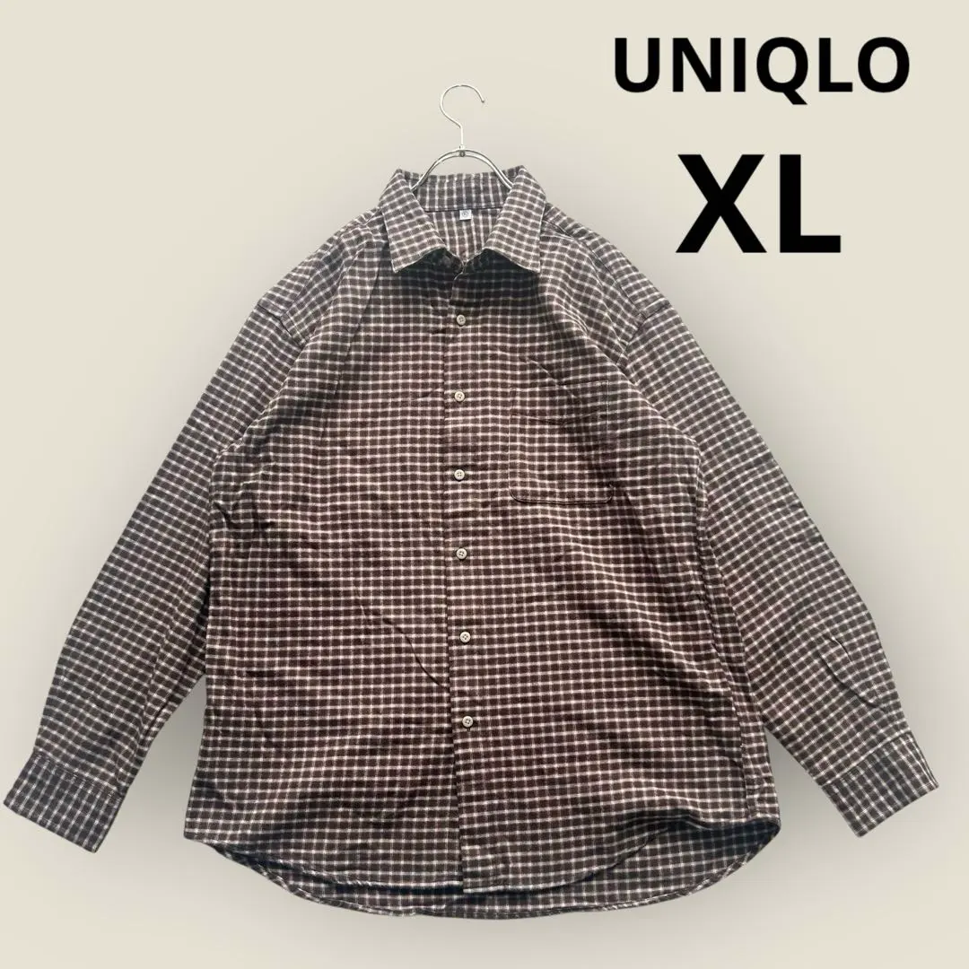 Thumbnail of UNIQLO Checkered Flannel Shirt Men's Brown XL