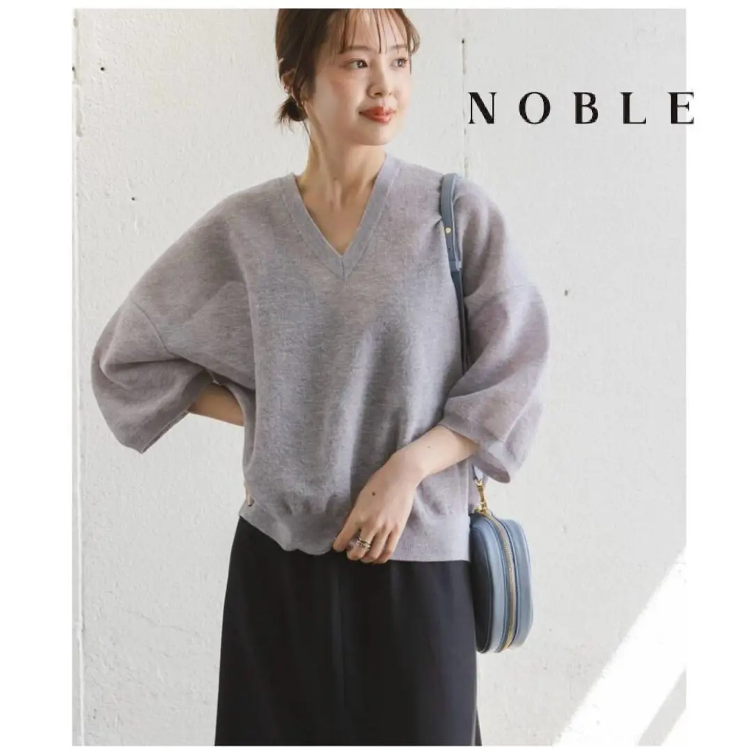 【美品】24ss NOBLE スポンジシアーニットプルオーバー 追加》スポンジシアーニットプルオーバー（ニット／セーター