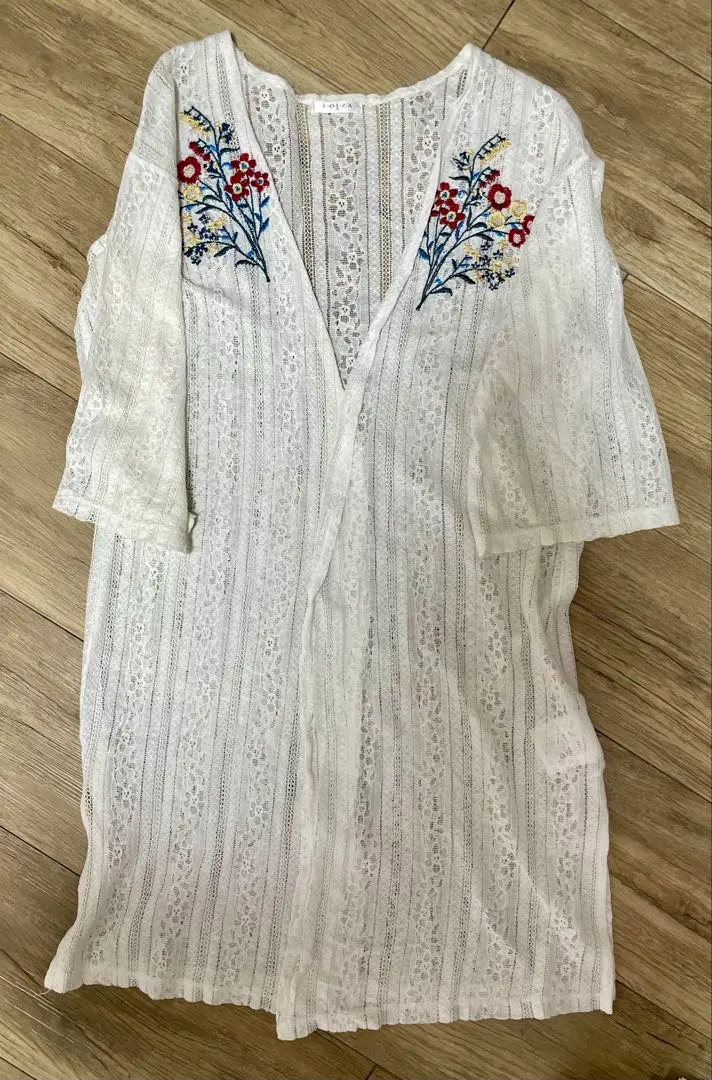 Thumbnail of COSTA Embroidered White Tunic, Short Sleeves