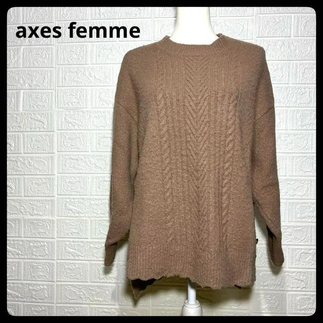 Thumbnail of Excellent Condition Axes Femme Sweater Knit Thick Fluffy Brown Winter Clothes M