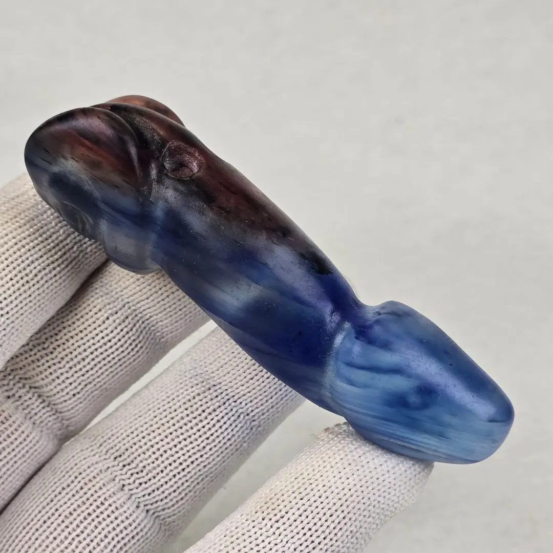 真品高古青瑠璃 手雕 古蜀國巨目祭司紋 男根 人祖 子寶 陽具 根付 生殖崇拜 的縮圖