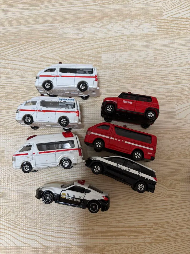 Thumbnail of Set of 7 Miniature Police, Fire, and Ambulance Cars