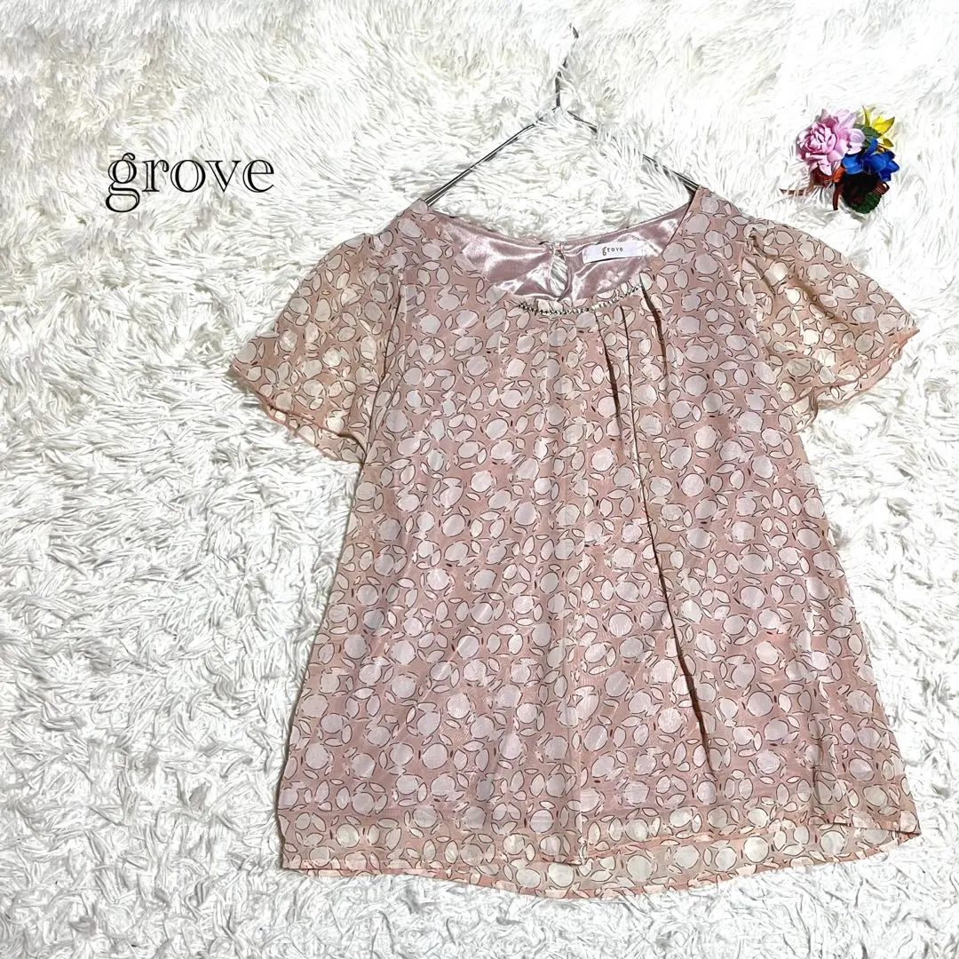 Thumbnail of Globe Chiffon Floral Blouse with Jewels, Girly, L size, Pink系 (pink-toned)