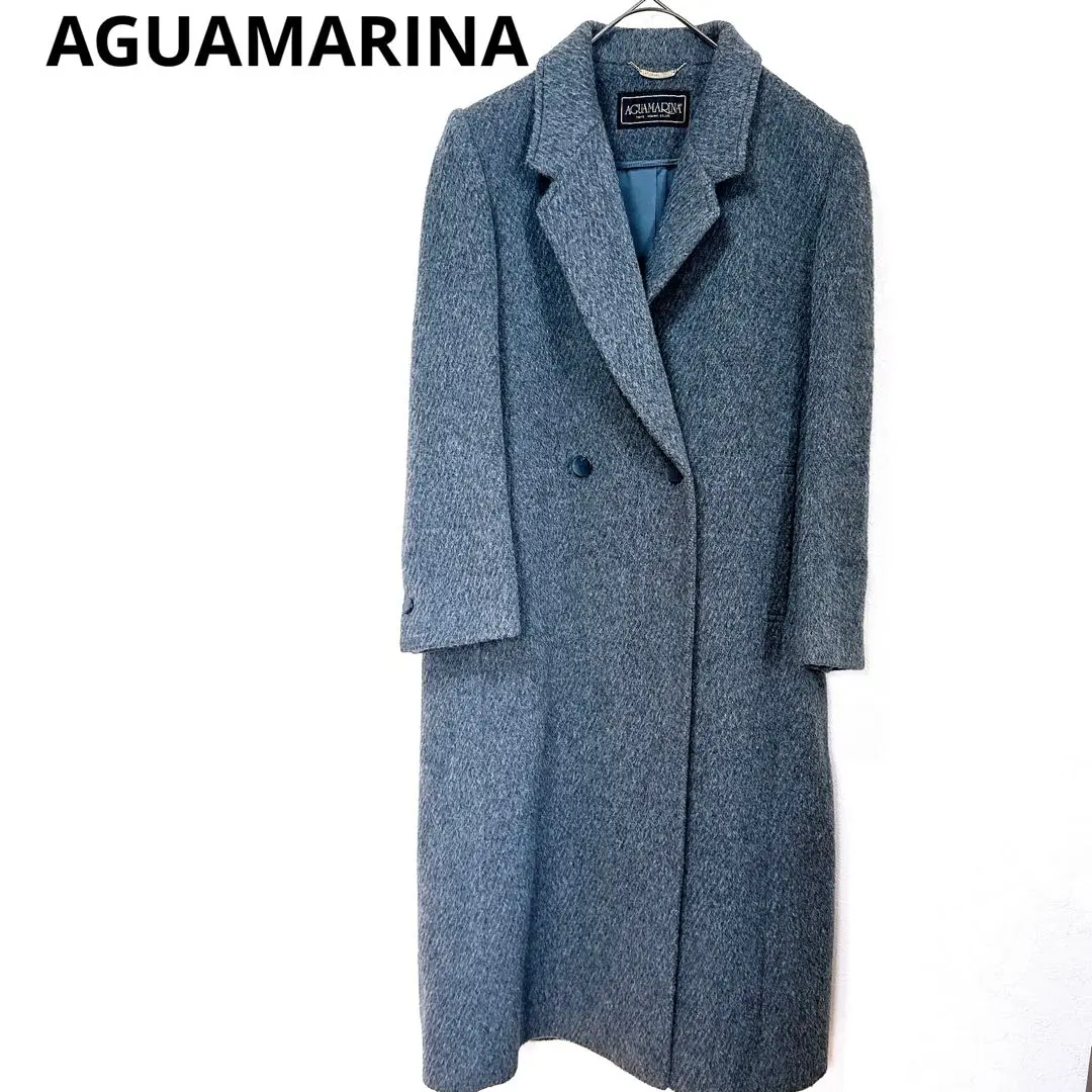 AGUAMARINA 黒ファー襟ウールロングコート　カシミヤ30% AGUAMARINA 黒ファー襟ウールロングコート カシミヤ30%