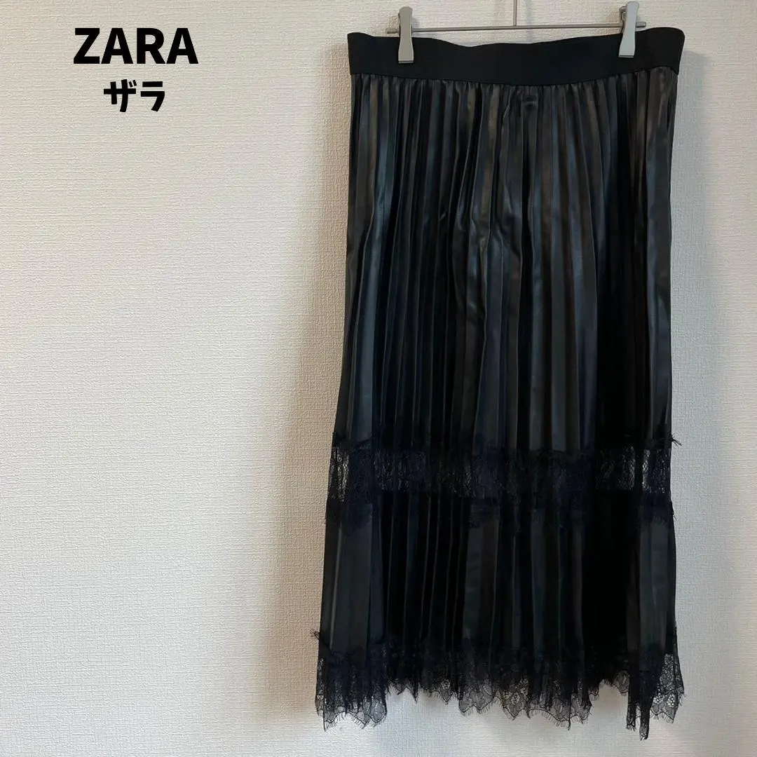Thumbnail of Popular ★ ZARA Zara Leather Lace Pleated Skirt Faux Leather