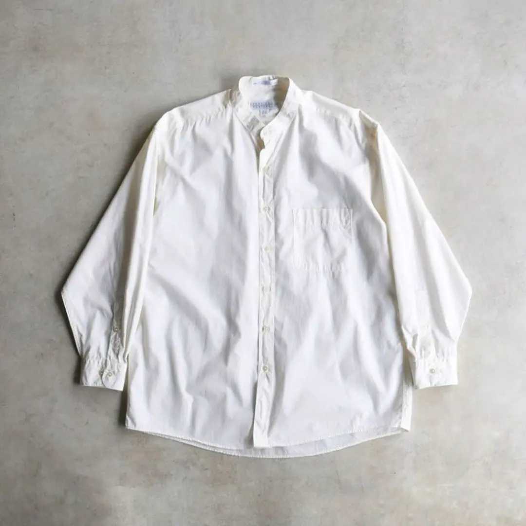 90年代 PERRY ELLIS 佩里·埃利斯 無領 長袖襯衫 米白色 的縮圖