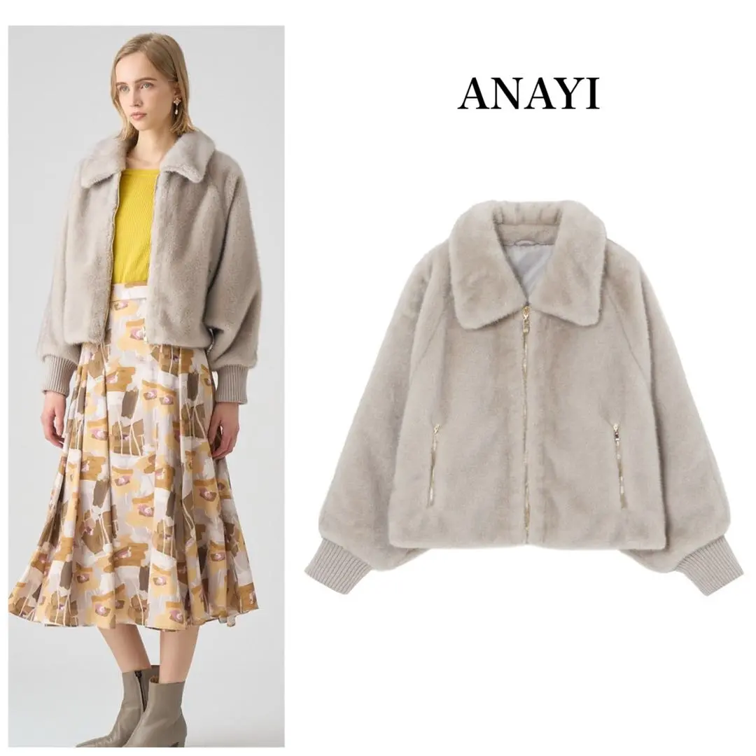 ANAYI ダブルビーバー ファー付きコート　ベージュ 2025年最新】ANAYI カラー：ベージュ系 毛皮・ファーコートの