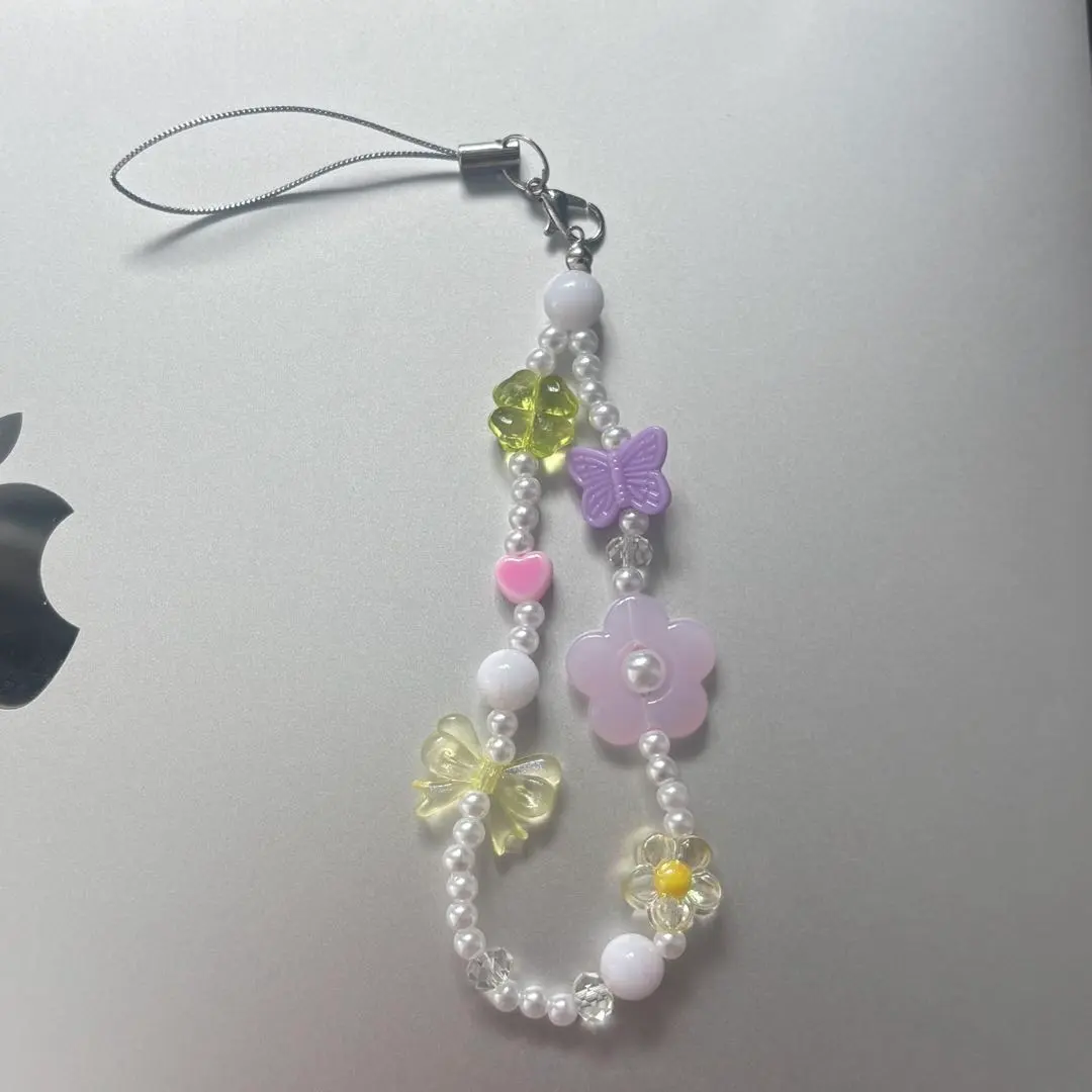 Thumbnail of 743 Korea Beaded Keychain Bead Strap Flower Camera Oshikatsu (Supporting Your Favorite)