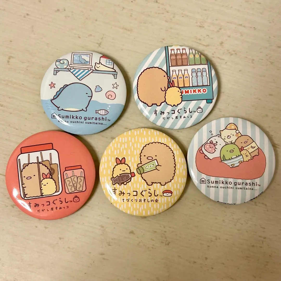 Thumbnail of Sumikko Gurashi Can Badges 5-piece Set Lot Tonkatsu Tokage
