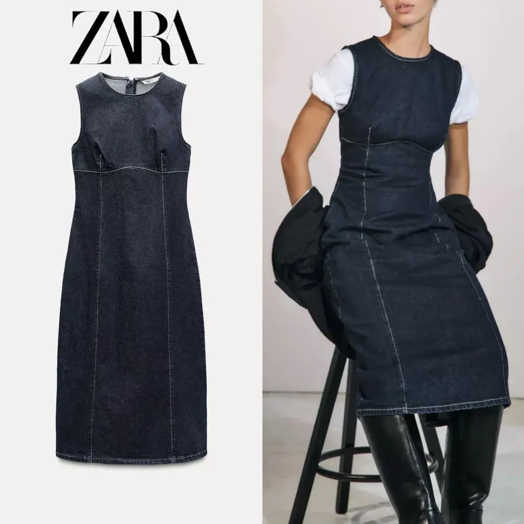 【ZARA】デニム TRF ミディワンピース ブルー | 6929/093/400 デニム TRF ミディワンピース - ブルー | ZARA Japan / 日本