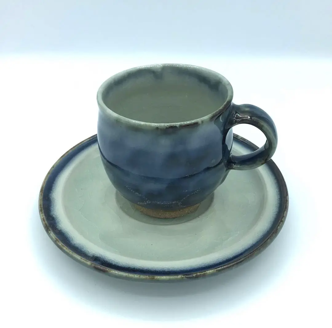 和食器　袖師焼　四代　尾野晋也作　呉須文　重箱　共布共箱　V　8774 和食器 袖師焼 四代 尾野晋也作 呉須文 重箱 共布共箱 V