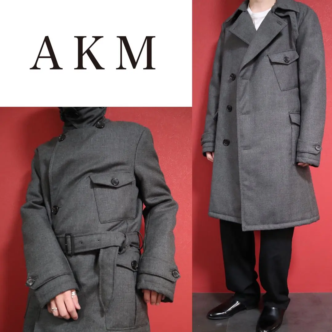 AKM メルトンシングルトレンチコートXL希少1piu1uguale3wjk