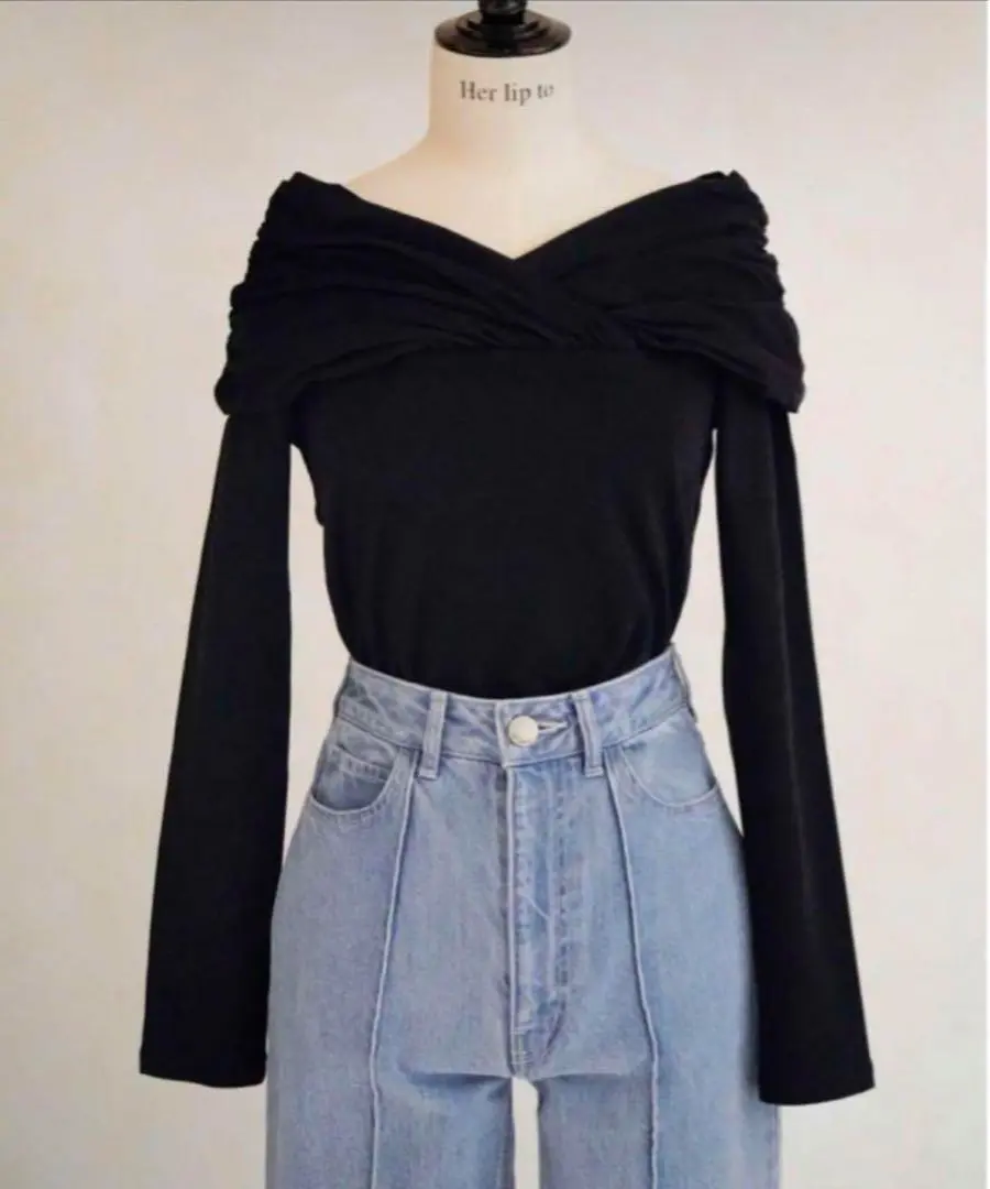 WQ295● Her lip to： 2Way Shoulder Ruched Her lip to（ハーリップトゥー）の「2Way Shoulder Ruched Top
