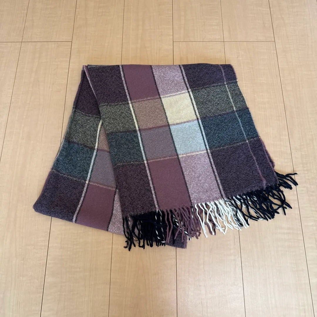 格紋 大披肩 圍巾 紫色系 秋冬 的縮圖