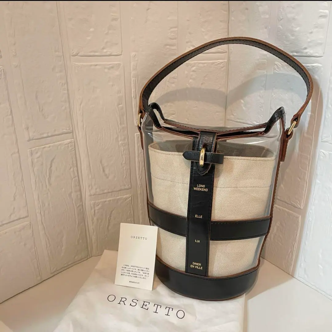 ORSETTO オルセット レザー キャンバス ハンドバケット アイボリー ORSETTO オルセット バッグ キャンバス バケツ型 TIMBRO 01-021