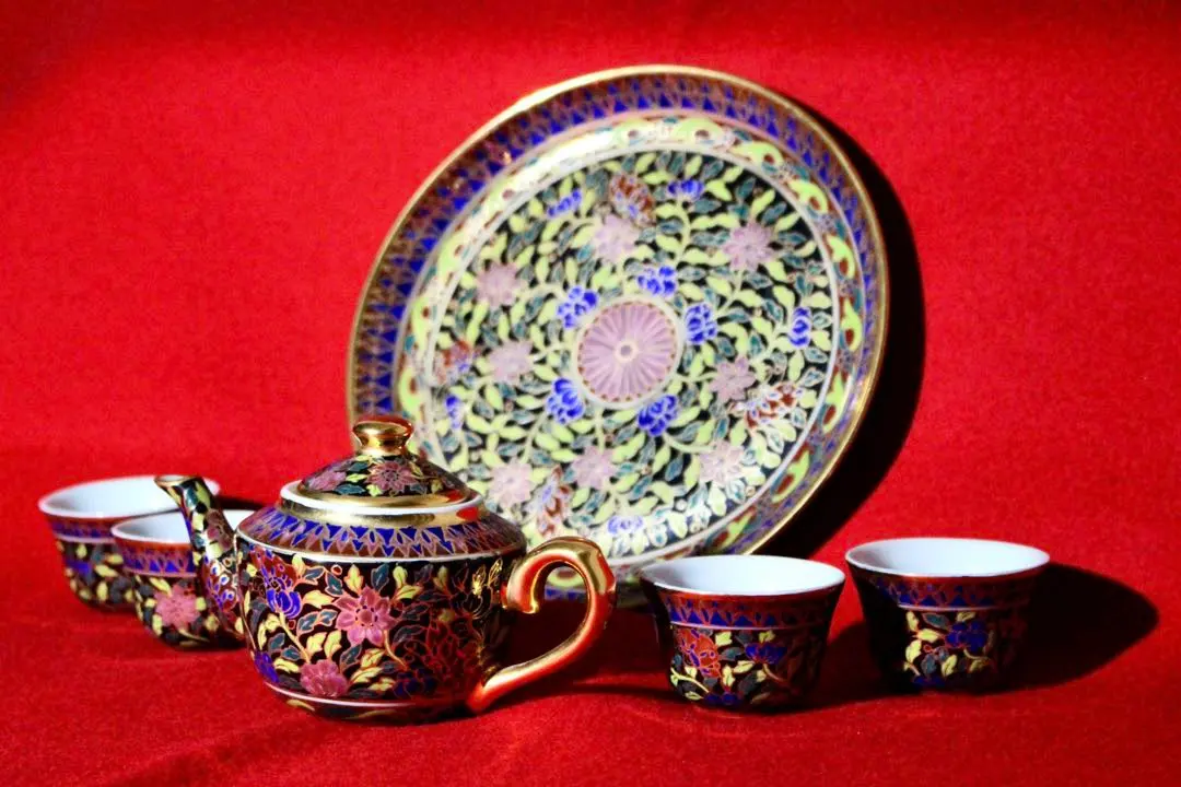 Thumbnail of Benjarong Ware Tea Set, Blue, from Thailand