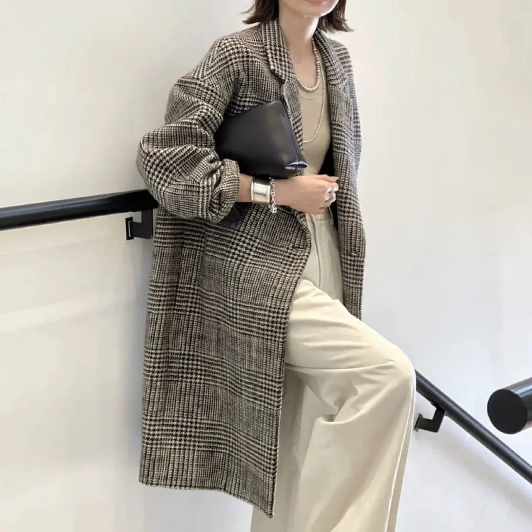 未使用アパルトモンL'Appartement LISIEREチェックダブルコート L'Appartement DEUXIEME CLASSE - アパルトモン LISIERE CHECK W