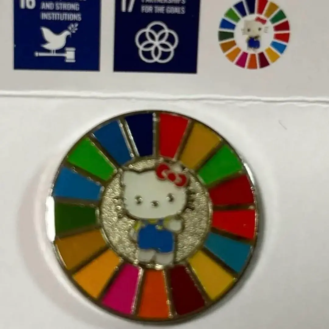 【2点セット】SDGs ピンバッジ　ハローキティ　直径約25mm 新品未使用 SDGs ピンバッジ ハローキティ 新品未使用 台紙付き