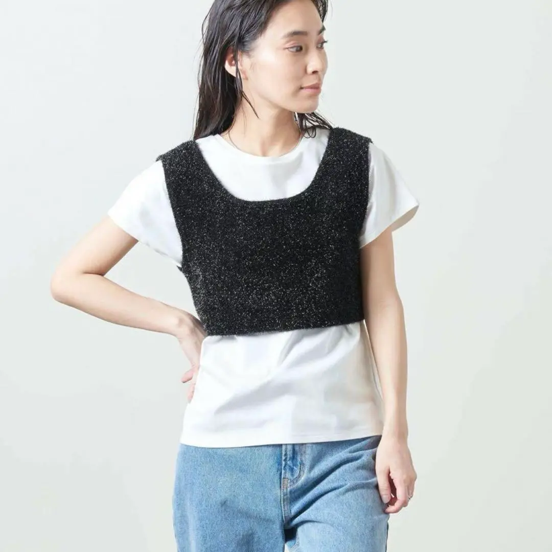 タグ付き未使用 マルゥユナイテッドアローズ アゼ ニットベスト 白 ノースリーブ MARW UNITED ARROWS（マルゥ ユナイテッドアローズ）の「＜MARW