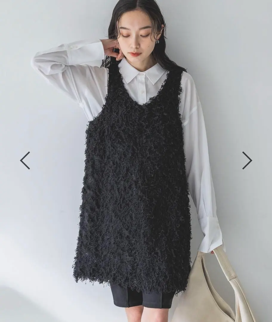 JEANASIS ジーナシス 扭結羽毛紗NS 黑色 的縮圖