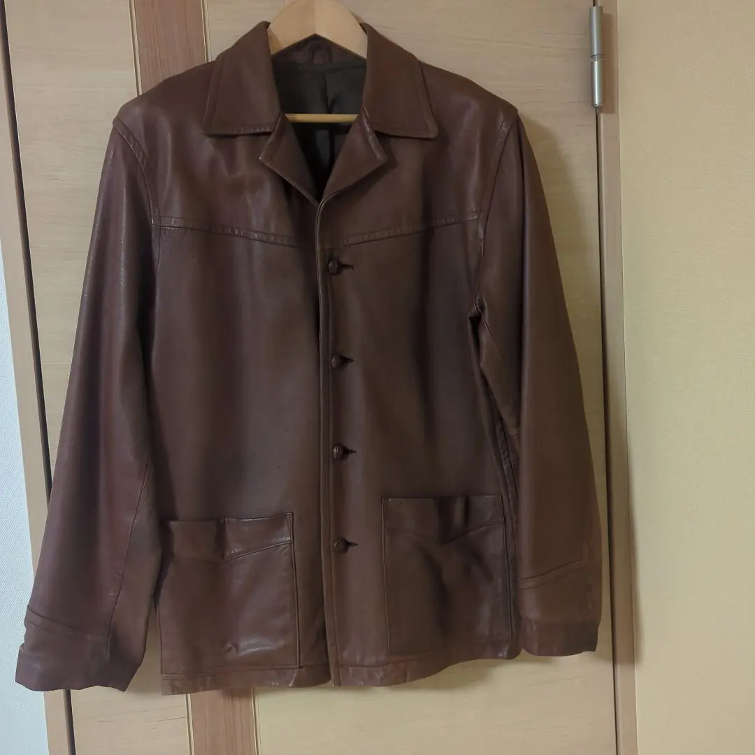 Thumbnail of AVIREX Lamb Leather Car Coat, Walnut Buttons, Size M, Brown