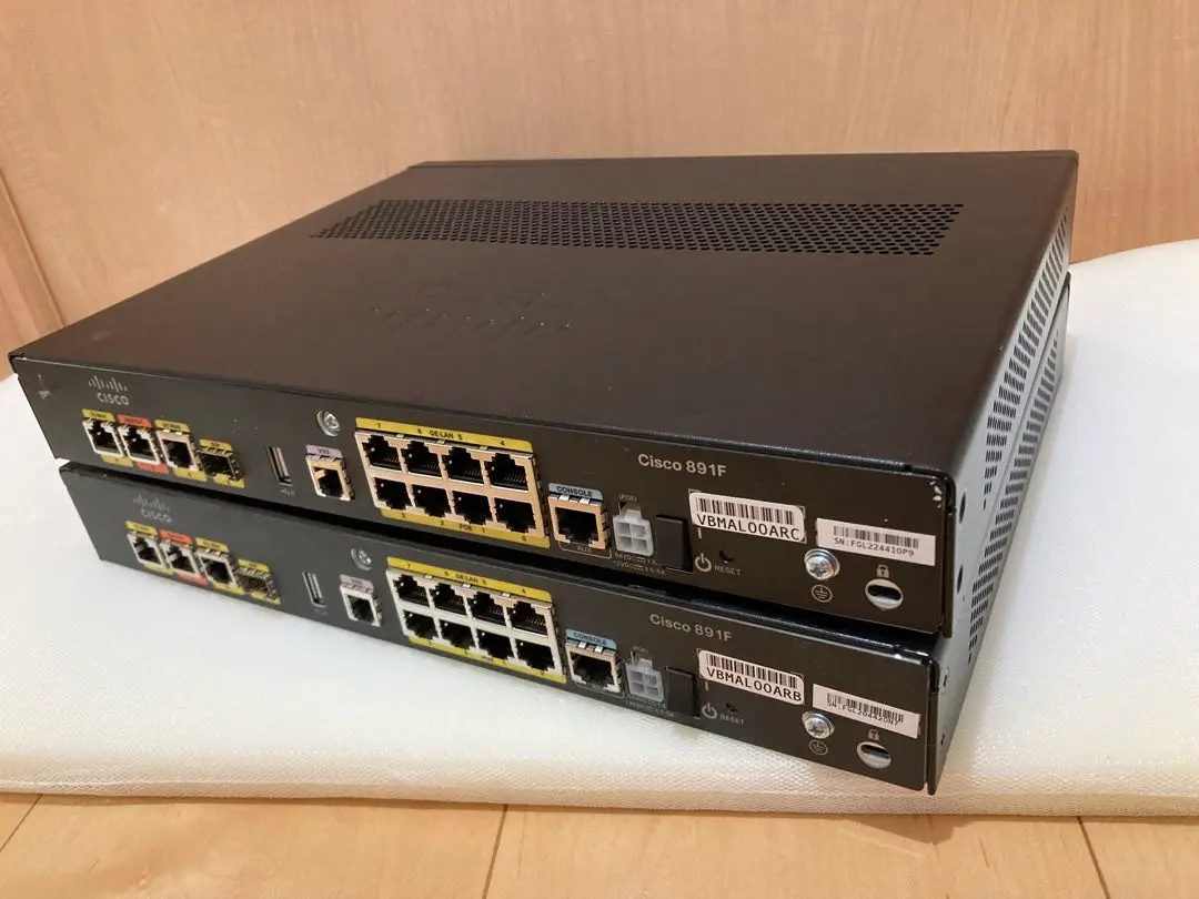 （CCNA、CCNP）2台セットCisco891FJ 中古】2台SET Cisco891FJ/K9 ギガビットイーサネットルーター
