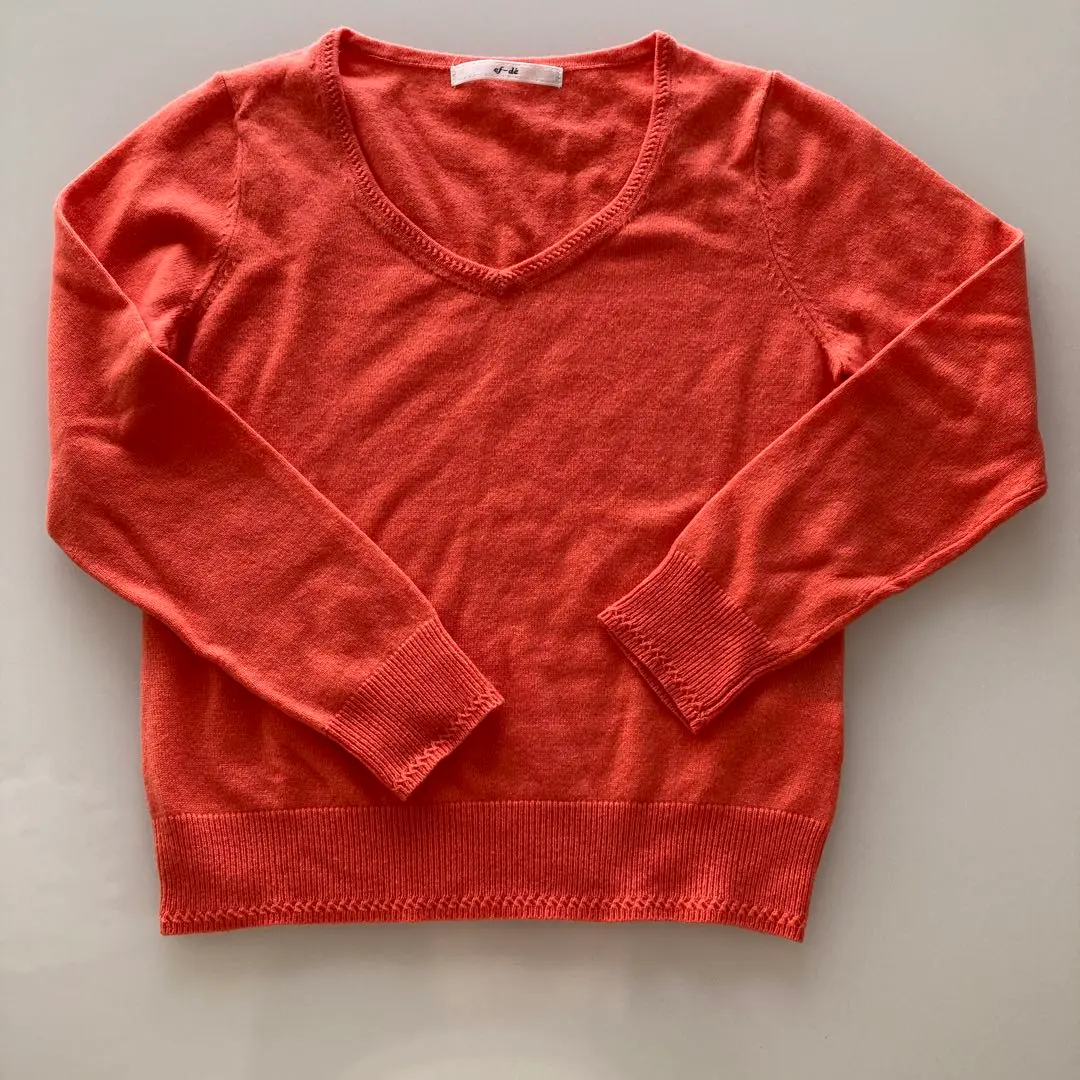Thumbnail of ef-de Cashmere Orange V-neck Long Sleeve Sweater