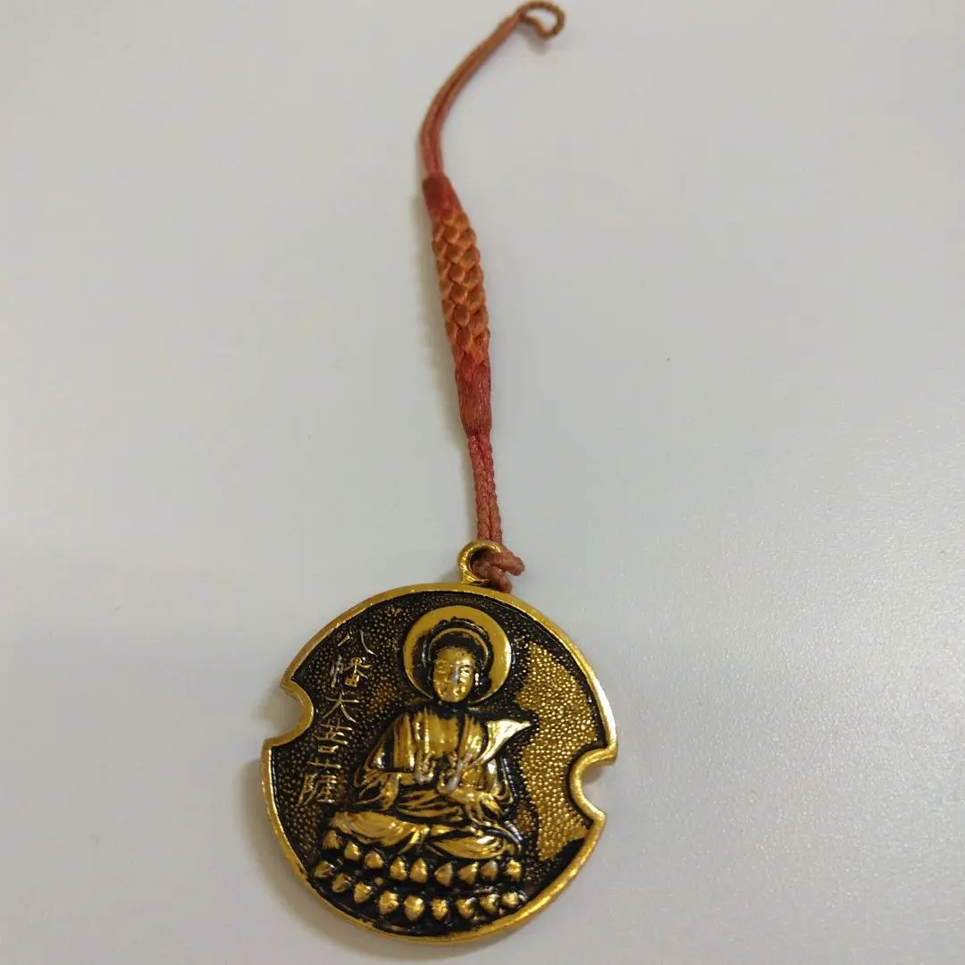 値下げ！！　銅製　守本尊　八幡大菩薩　吉原山　仏像　骨董品 御守り本尊 仏像 阿弥陀如来 あみだにょらい 手のひら仏像 ミニ