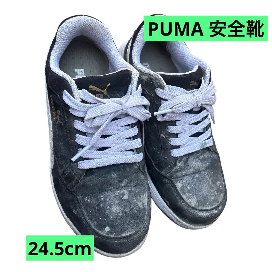 大人気★PUMA★グレー スエード 安全靴24.5cm 安全靴 PUMA プーマ 新作 静電 アイコニック スエード ICONIC