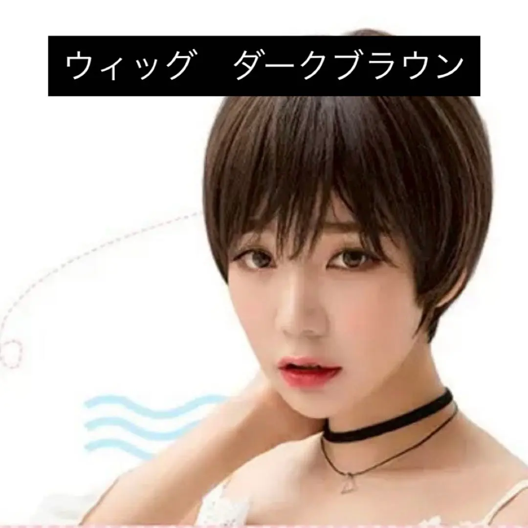 Thumbnail of Dark Brown Wig Short Layered Free Size Cosplay Stylish