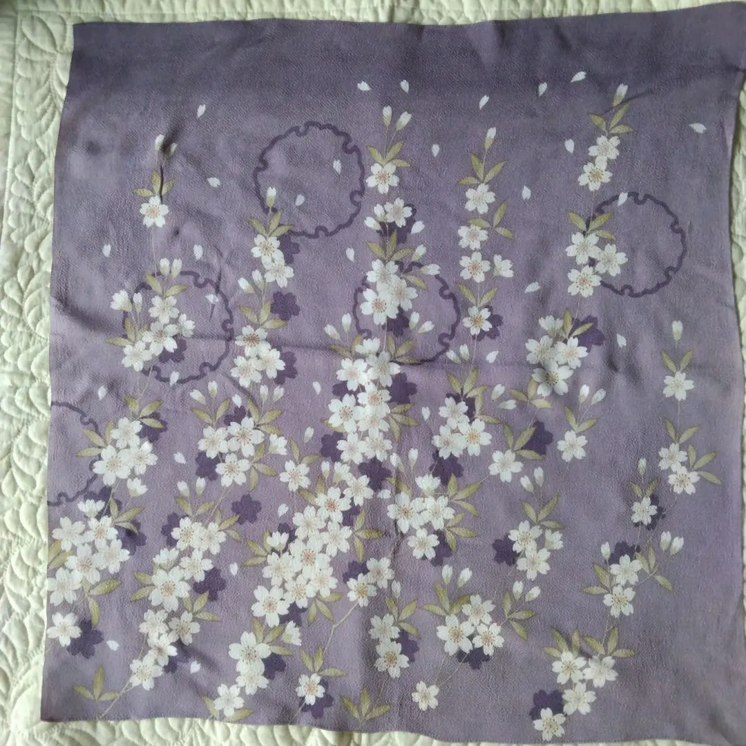 特價 新品 淡紫色 櫻花圖案 京染皺綢風呂敷 的縮圖