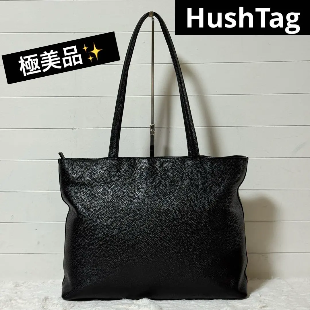 極美品✨HushTag ハッシュタグ　トートバッグ　姫路レザー　シボ革　ブラック 2025年最新】HashTAG 汚れ・破れなど：なし トートバッグの人気