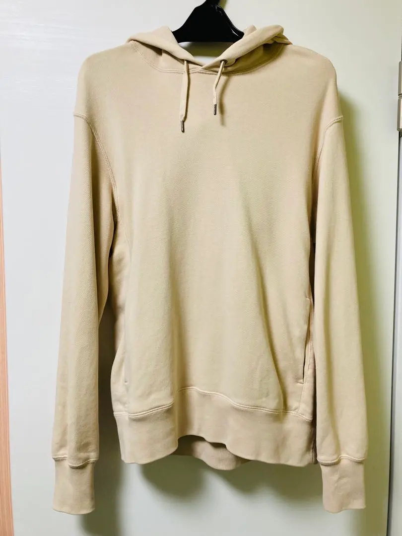 純棉100% 長袖連帽衫 米色 優衣庫 的縮圖