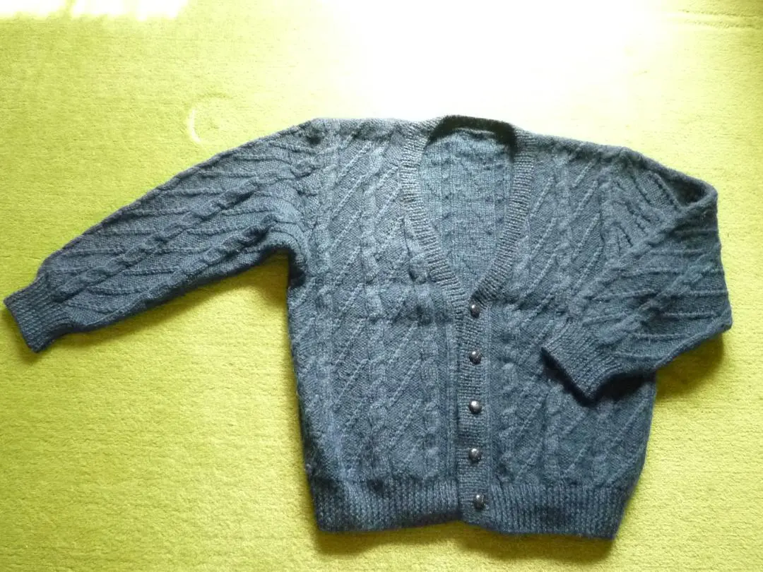 Thumbnail of Hand-knitted sweater cardigan, men's, might be small...