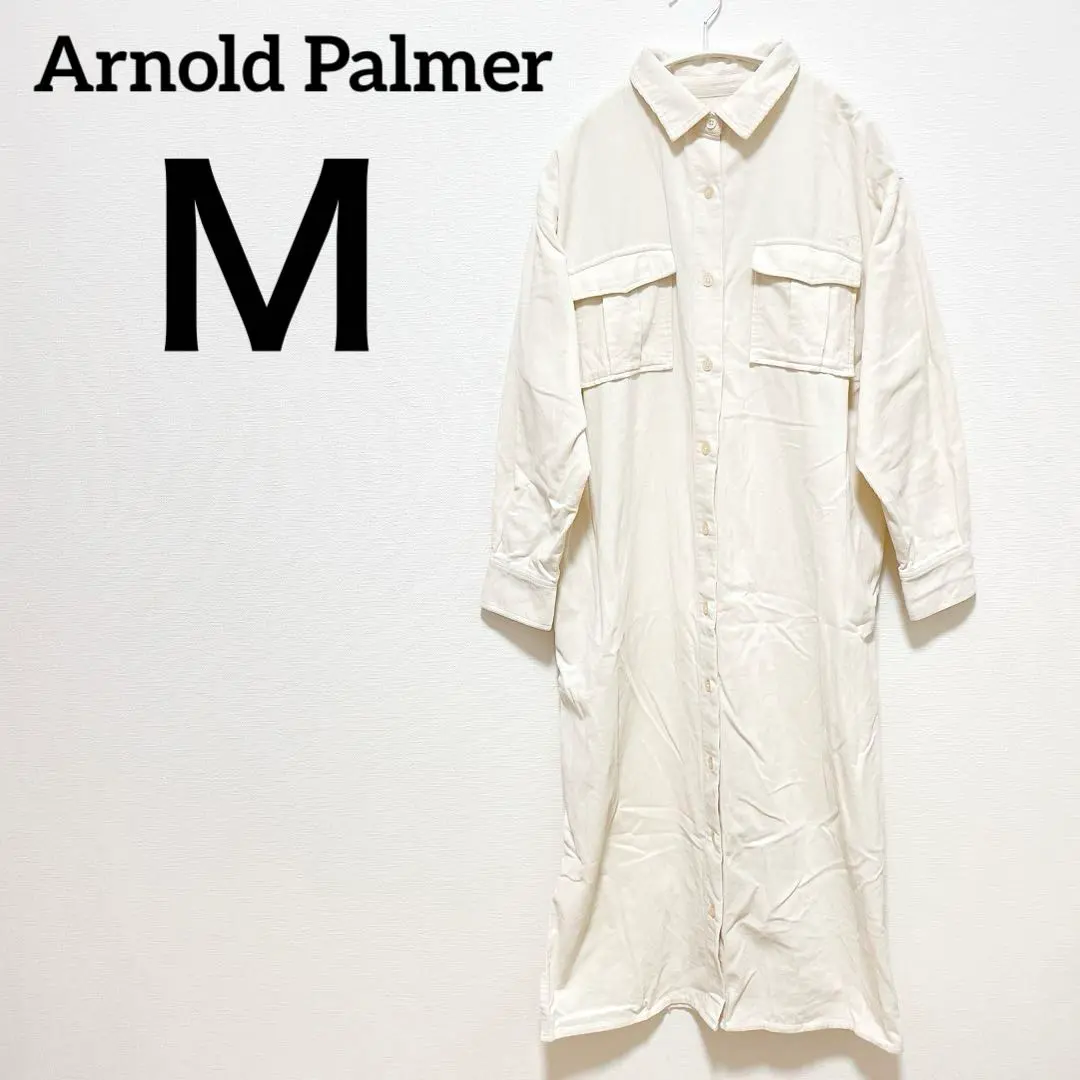 匿名配送✨Arnold Palmer【M】襯衫洋裝 燈芯絨 白色 的縮圖