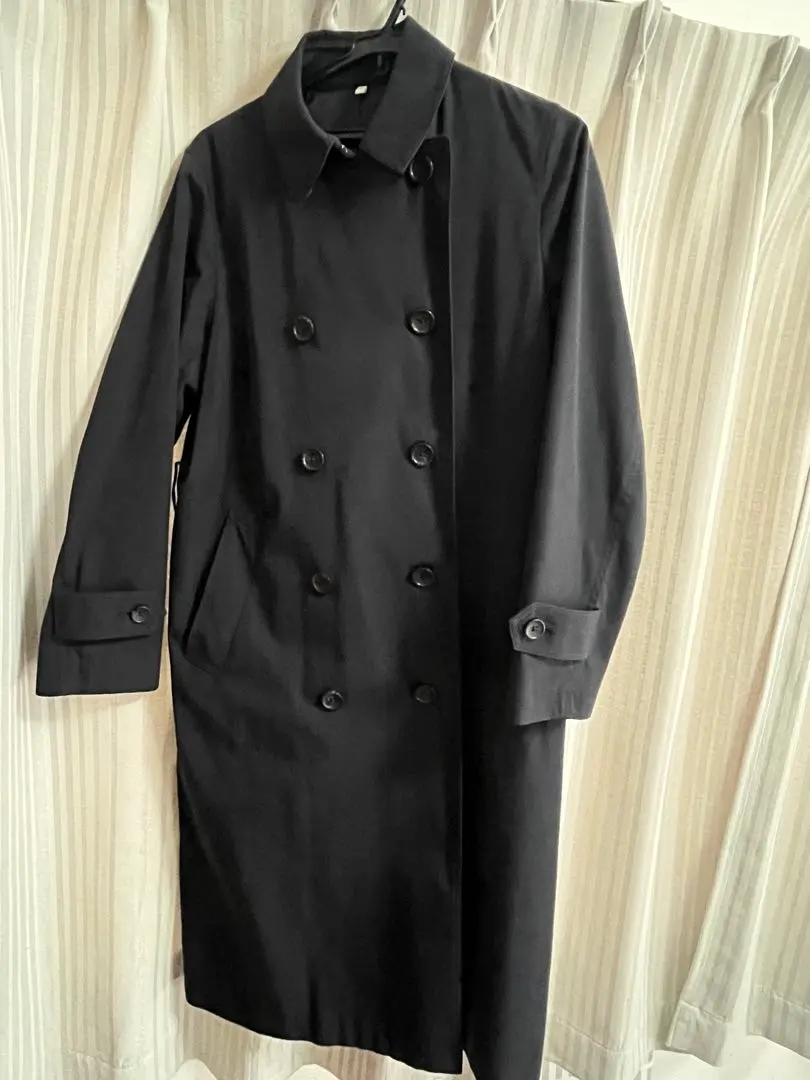 海軍藍雙排扣長大衣 的縮圖