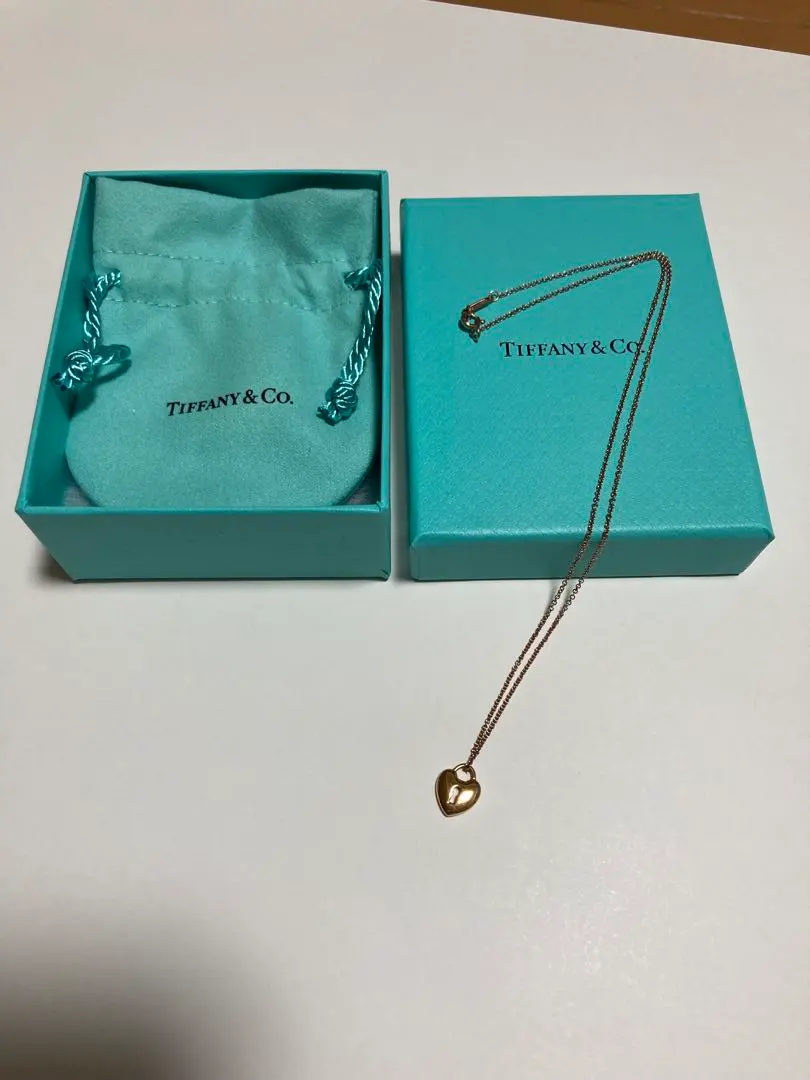 Thumbnail of Superb Condition Tiffany Gold Lock Heart Pendant with Box and Pouch