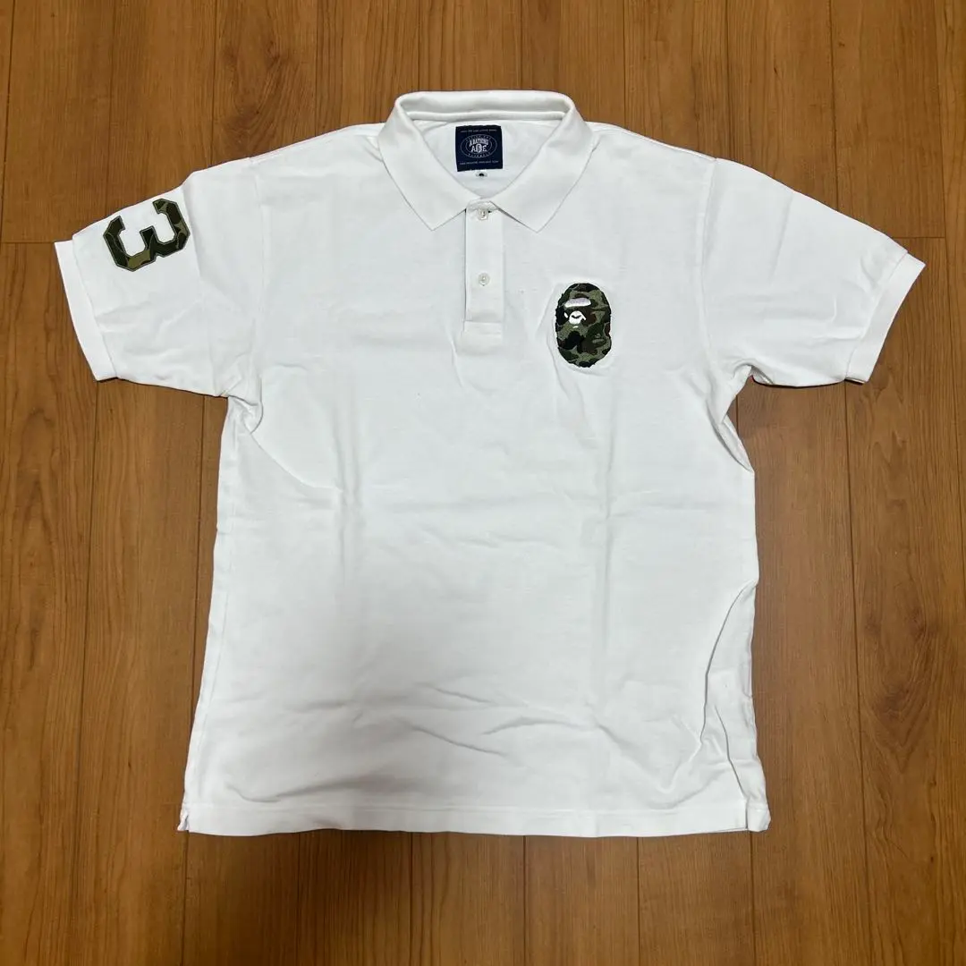 アベイシングエイプ ポロシャツ 刺繍ロゴ カモ柄 迷彩 白 ホワイト M ☆横浜限定☆ Yokohama city camo APE HEAD LOGO ポロシャツ M