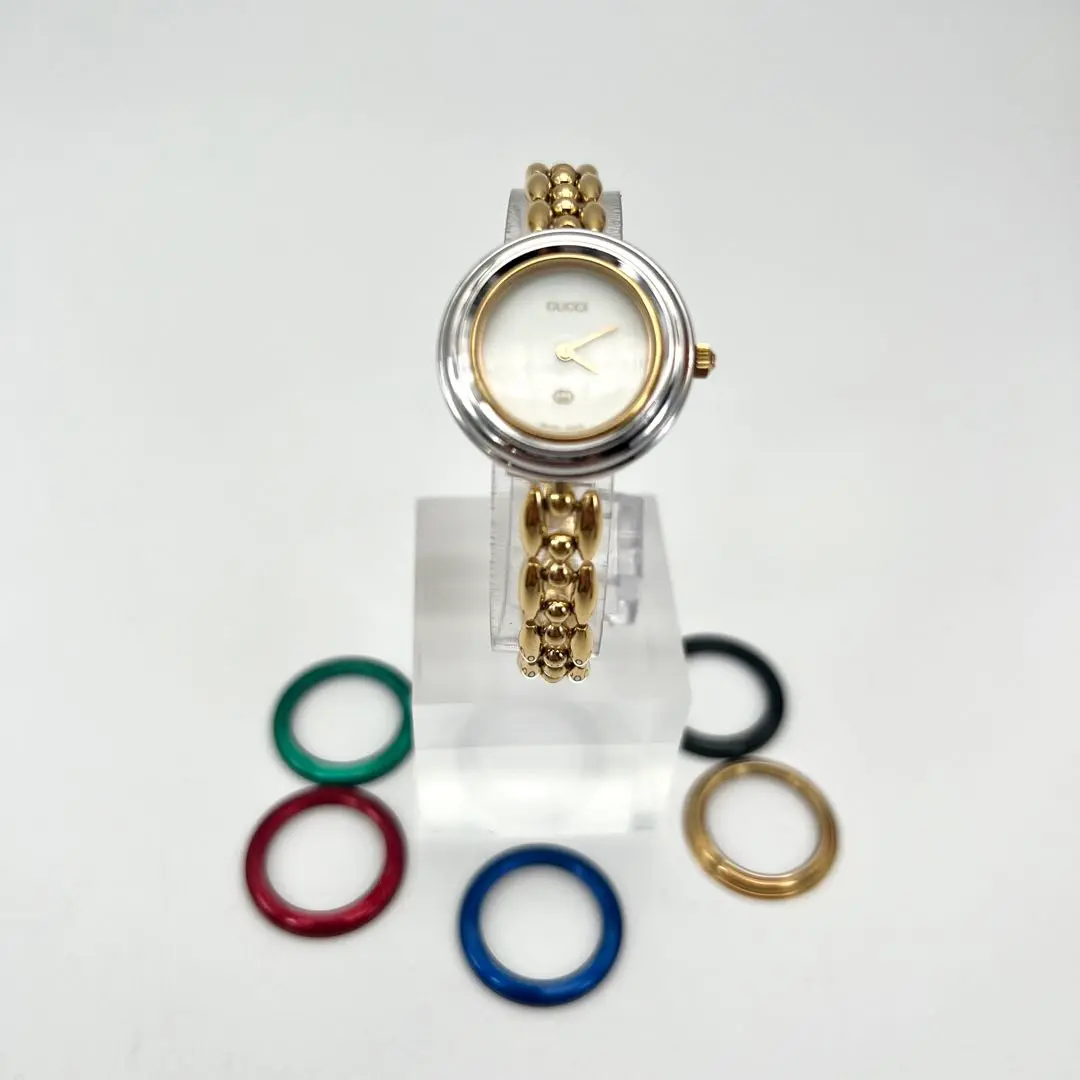 【美品】GUCCI チェンジベゼル シェルライン シルバー電池交換済み稼働中 2025年最新】グッチ 時計 稼働 チェンジベゼル シルバーの人気