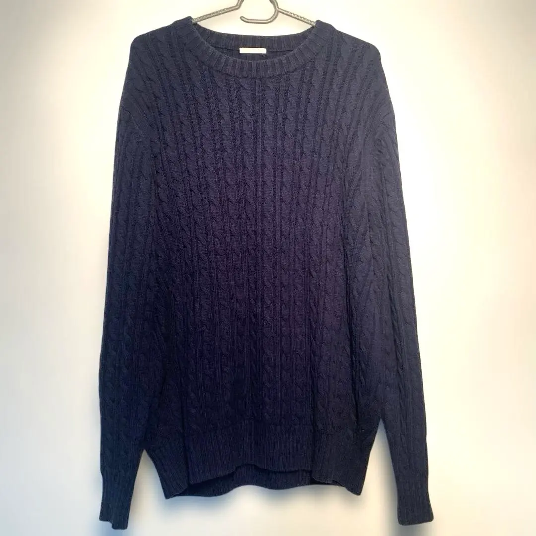 Thumbnail of GU knit navy cable knit sweater long sleeve