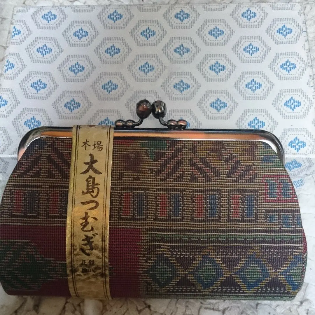 口金錢包 大島紬 本場和服 和服 日本 小物入れ 的縮圖