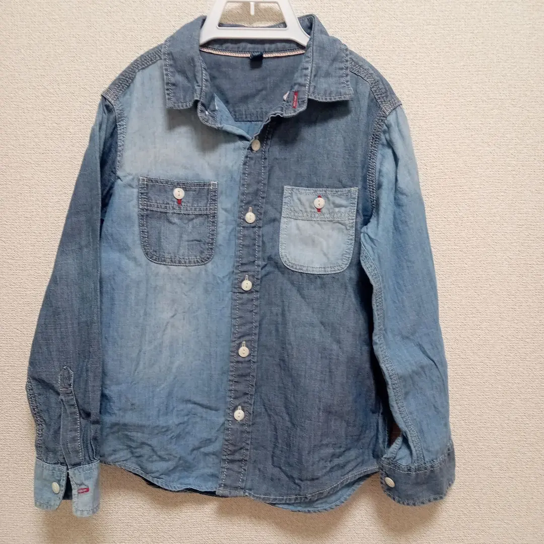 Thumbnail of Uniqlo 120 Color Block Shirt Denim Shirt Collared