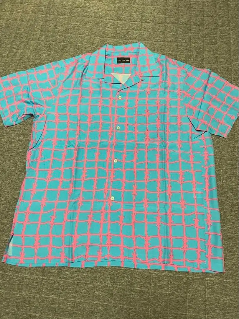 COTTON PAN 有刺鉄線柄 レーヨン半袖シャツ サイズ2（M）コットンパン COTTON PAN 有刺鉄線柄 レーヨン半袖シャツ サイズ2（M