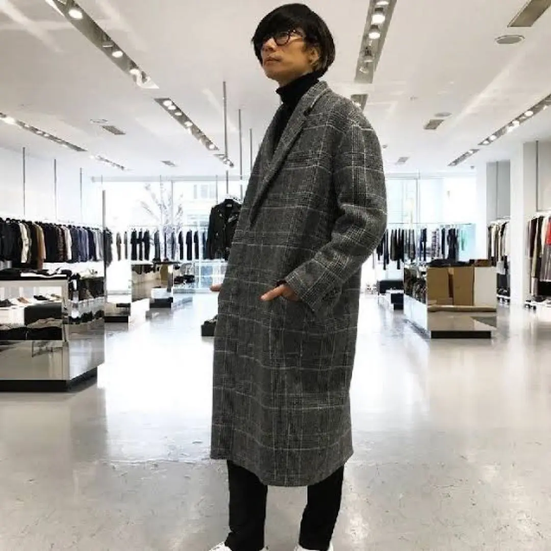 LITHIUM HOMME ヘリンボーン チェスターコート LITHIUM HOMME ヘリンボーン チェスターコート ジャケット・アウター